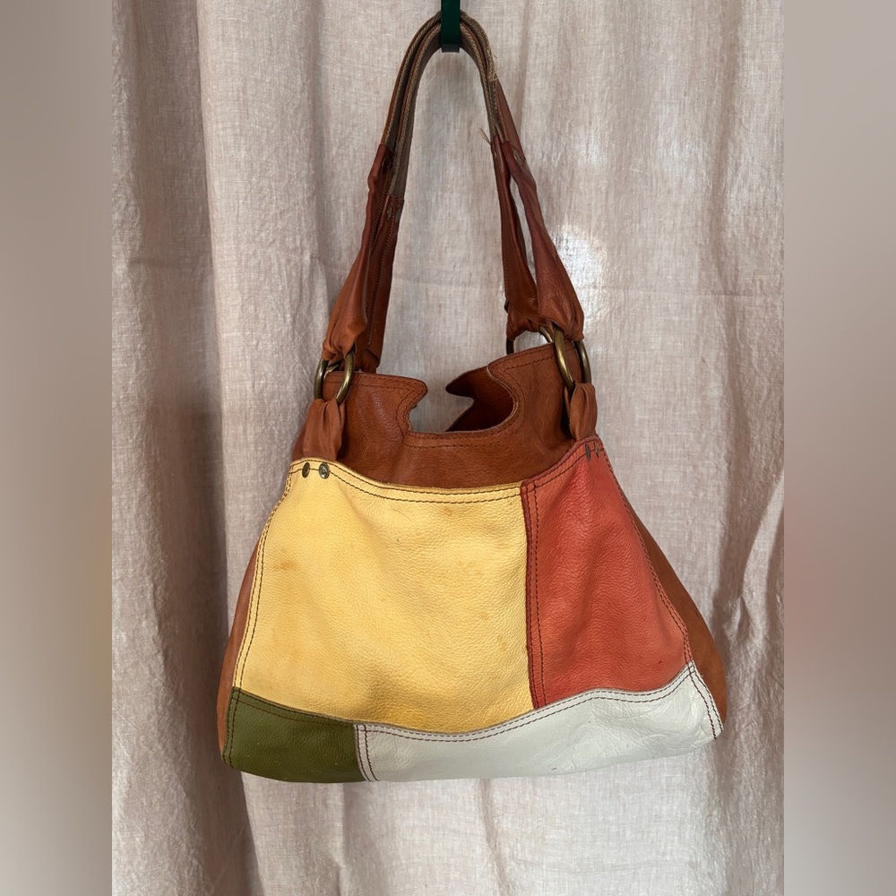 Colorful Patchwork Leather Hobo Bag